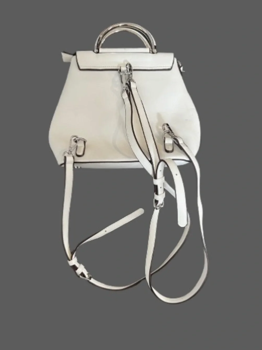 BCBG Max Azria Leather Mini Backpack Purse Elliot in White